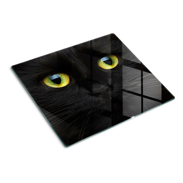 Planche à découper verre Chat noir aux yeux verts