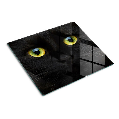 Planche à découper verre Chat noir aux yeux verts
