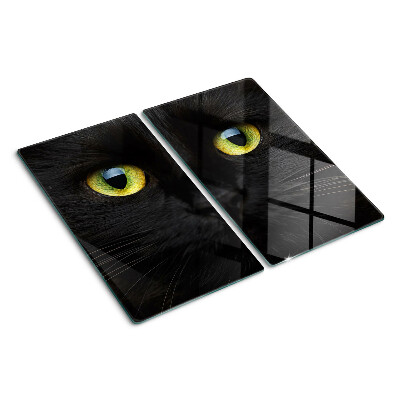 Planche à découper verre Chat noir aux yeux verts