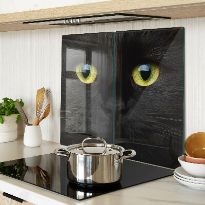 Planche à découper verre Chat noir aux yeux verts