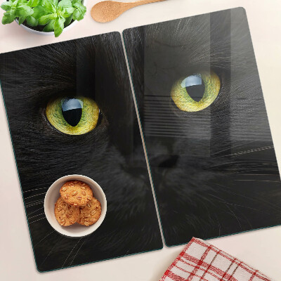Planche à découper verre Chat noir aux yeux verts