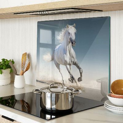 Planche à découper en verre Cheval blanc en mouvement