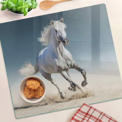 Planche à découper en verre Cheval blanc en mouvement