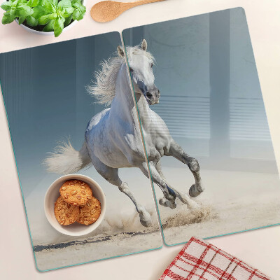 Planche à découper en verre Cheval blanc en mouvement