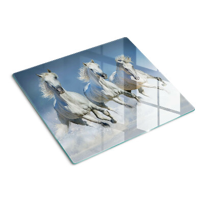 Planche à découper en verre Chevaux blancs au galop
