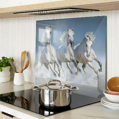 Planche à découper en verre Chevaux blancs au galop