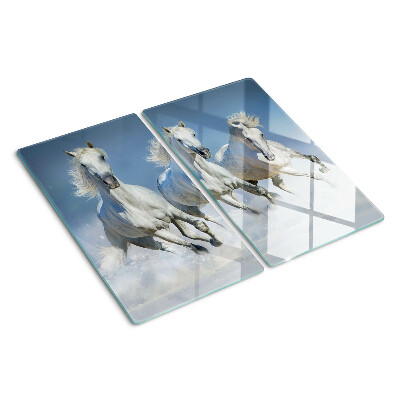 Planche à découper en verre Chevaux blancs au galop