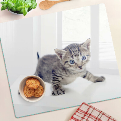 Planche à découper verre Chaton aux yeux bleus