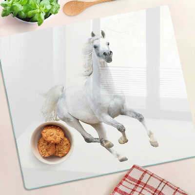Planche à découper en verre Cheval blanc en mouvement
