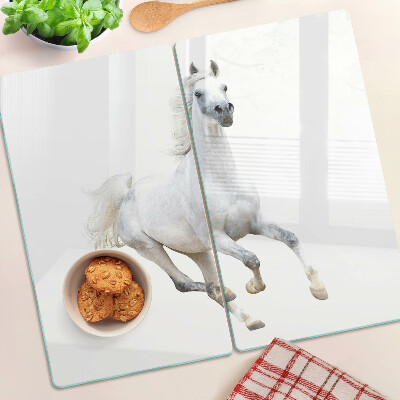 Planche à découper en verre Cheval blanc en mouvement