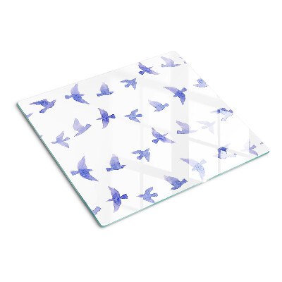 Planche à découper en verre Oiseaux dans les tons de bleu