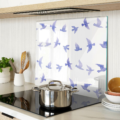 Planche à découper en verre Oiseaux dans les tons de bleu