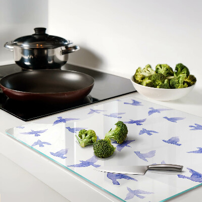 Planche à découper en verre Oiseaux dans les tons de bleu