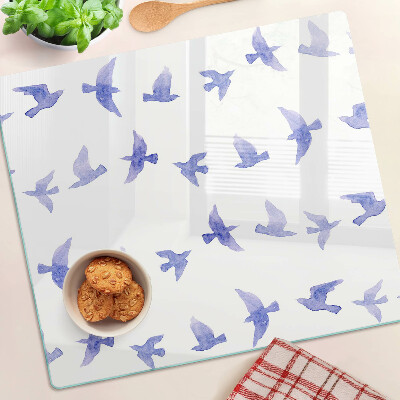 Planche à découper en verre Oiseaux dans les tons de bleu