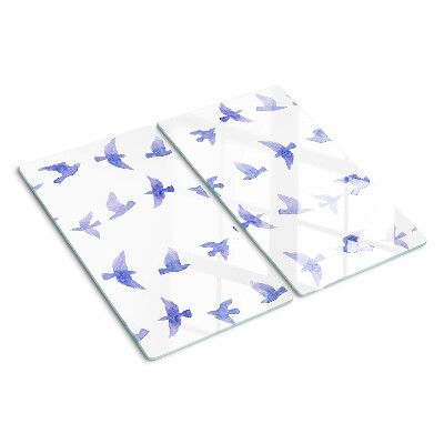 Planche à découper en verre Oiseaux dans les tons de bleu