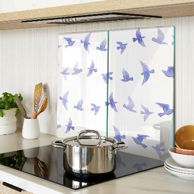 Planche à découper en verre Oiseaux dans les tons de bleu