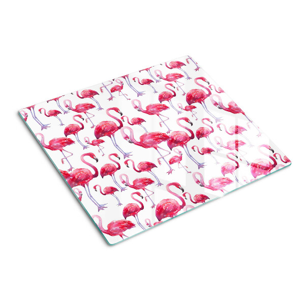 Planche à découper en verre Flamants roses sur fond blanc