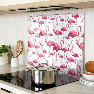 Planche à découper en verre Flamants roses sur fond blanc