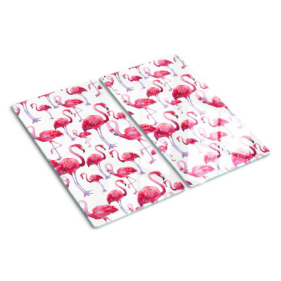 Planche à découper en verre Flamants roses sur fond blanc