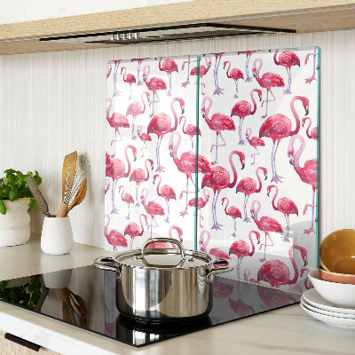 Planche à découper en verre Flamants roses sur fond blanc