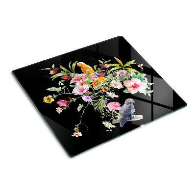 Planche à découper verre Fleurs et oiseaux