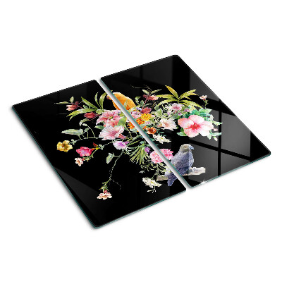 Planche à découper verre Fleurs et oiseaux