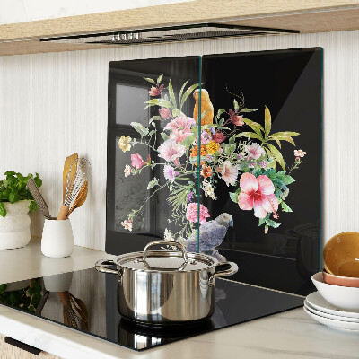 Planche à découper verre Fleurs et oiseaux