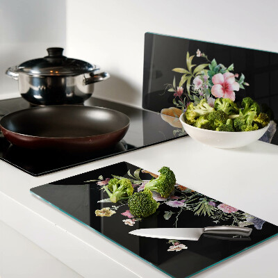 Planche à découper verre Fleurs et oiseaux