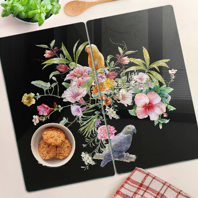 Planche à découper verre Fleurs et oiseaux