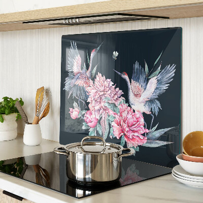 Planche à découper en verre Fleurs et oiseaux