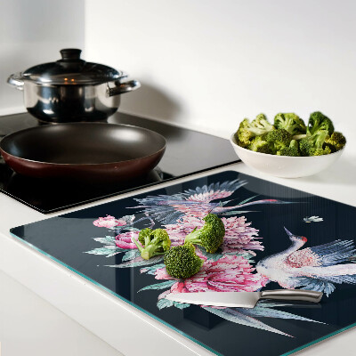 Planche à découper en verre Fleurs et oiseaux