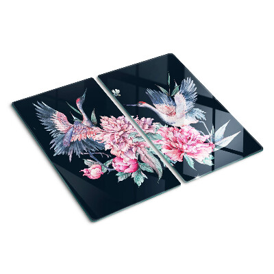 Planche à découper en verre Fleurs et oiseaux