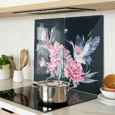 Planche à découper en verre Fleurs et oiseaux