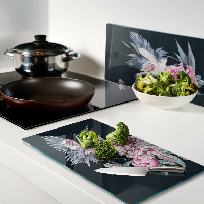 Planche à découper en verre Fleurs et oiseaux