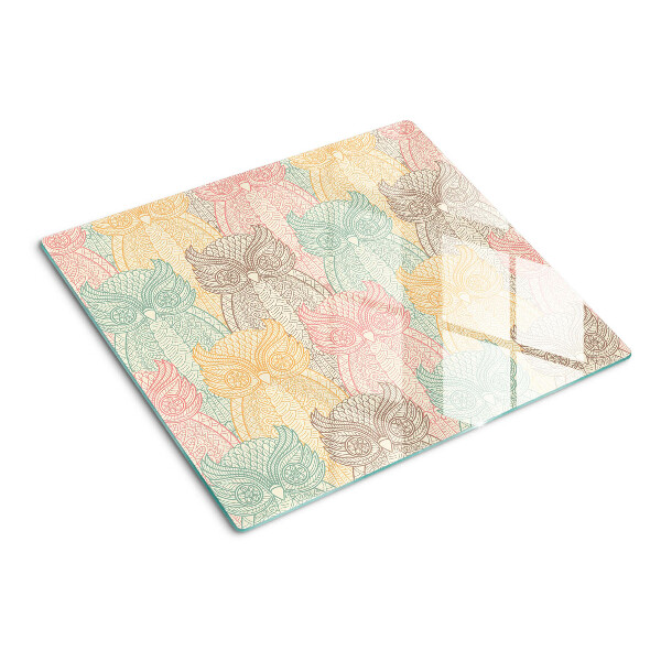 Planche à découper en verre Motif de fleurs et d'oiseaux