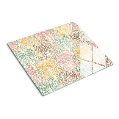 Planche à découper en verre Motif de fleurs et d'oiseaux