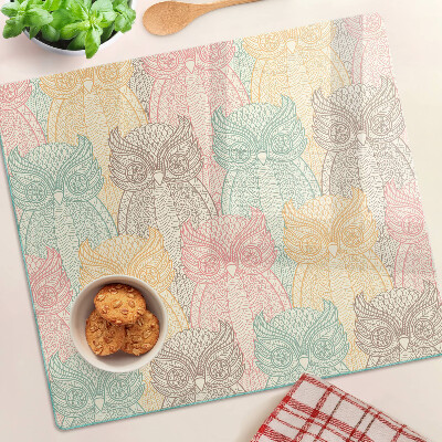Planche à découper en verre Motif de fleurs et d'oiseaux