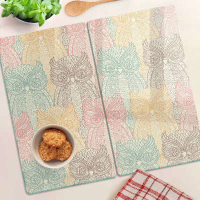 Planche à découper en verre Motif de fleurs et d'oiseaux