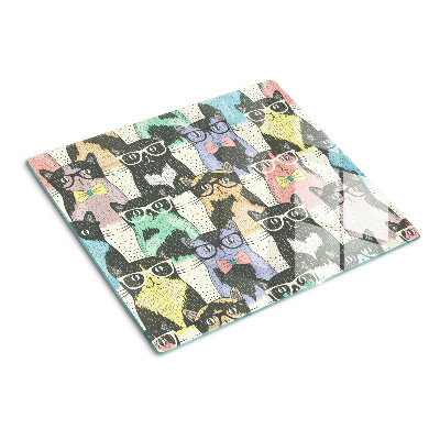 Planche à découper verre Chats à lunettes