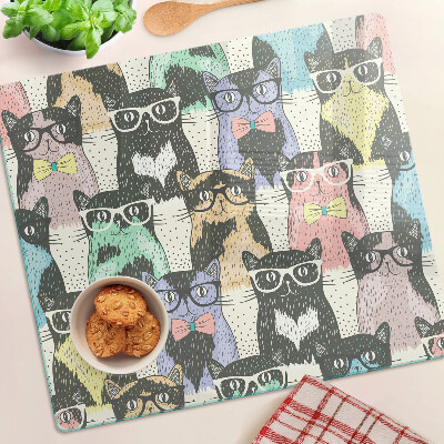 Planche à découper verre Chats à lunettes