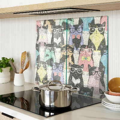 Planche à découper verre Chats à lunettes