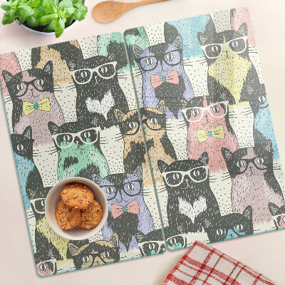 Planche à découper verre Chats à lunettes