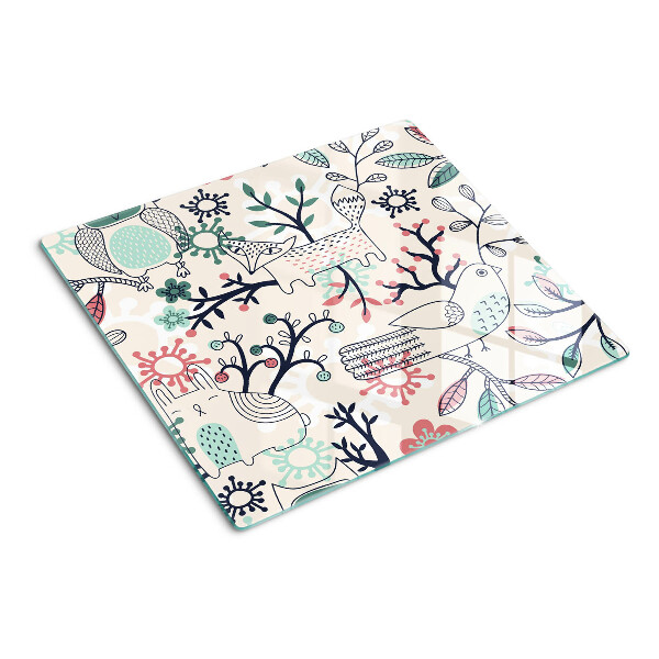 Planche à découper en verre Motif de la faune et de la flore forestières