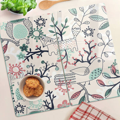Planche à découper en verre Motif de la faune et de la flore forestières