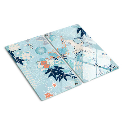 Planche à découper en verre Fleurs et oiseaux de style oriental