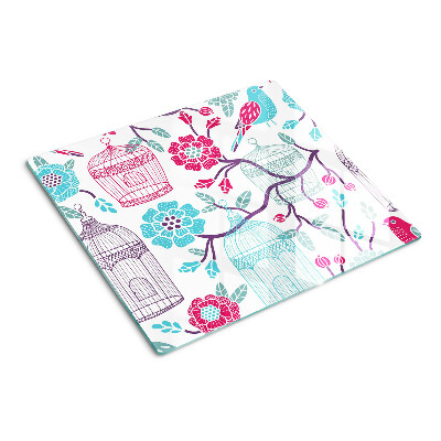 Planche à découper en verre Cages à oiseaux et à fleurs