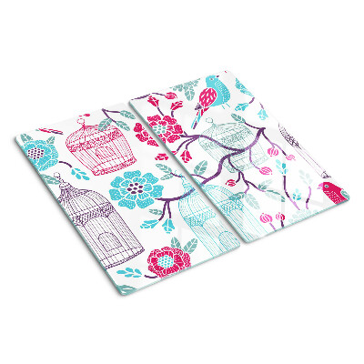 Planche à découper en verre Cages à oiseaux et à fleurs