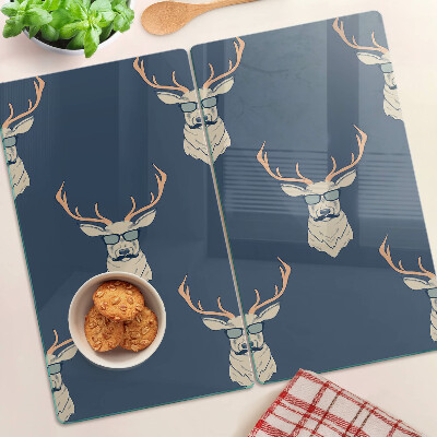 Planche à découper verre Renne avec des lunettes de soleil