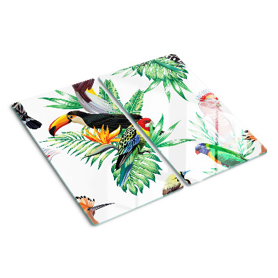 Planche à découper en verre Oiseaux et feuilles tropicales