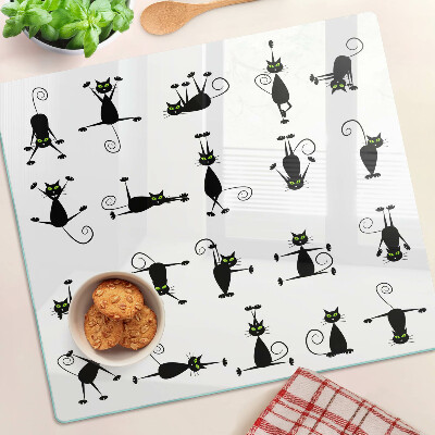 Planche à découper verre Chats noirs aux yeux verts